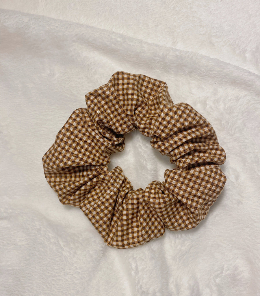 Tan Plaid Scrunchie