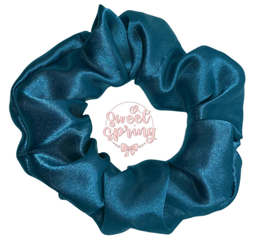 Teal Ocean Satin Scrunchie