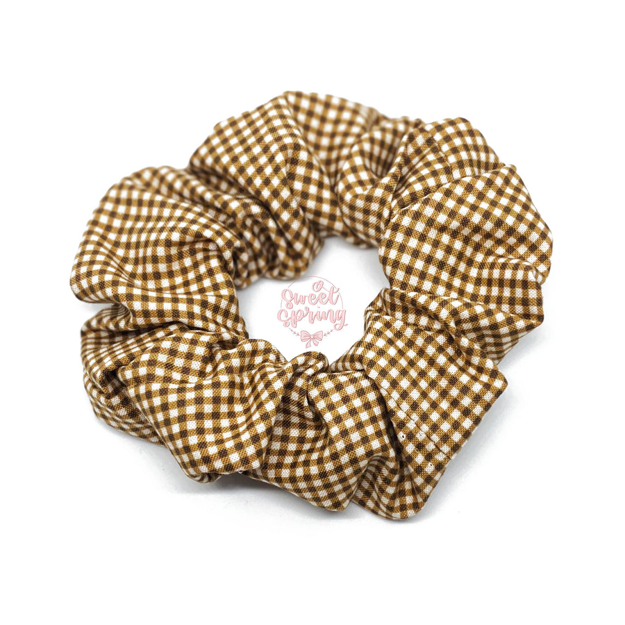 Tan Plaid Scrunchie
