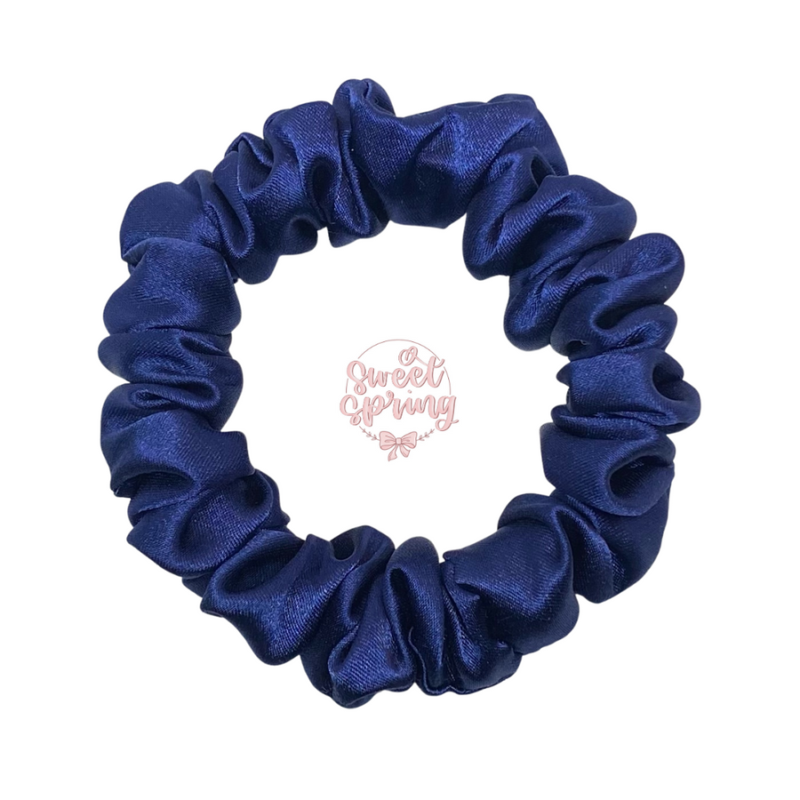 Navy Blue Satin Scrunchie (Skinny)