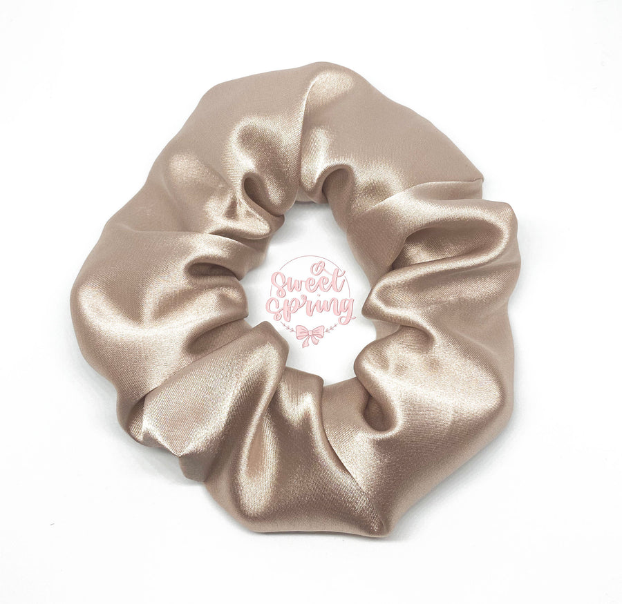 Champagne Beige Satin Scrunchie